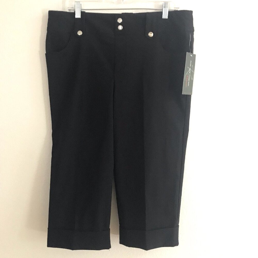 NWT Rekucci Women's Sz 16P High Rise Comfort Modern Classic Cuffed Capri Stretch